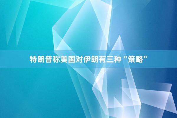 特朗普称美国对伊朗有三种“策略”