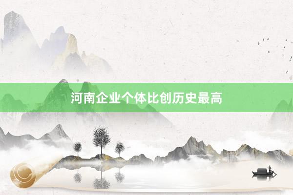 河南企业个体比创历史最高