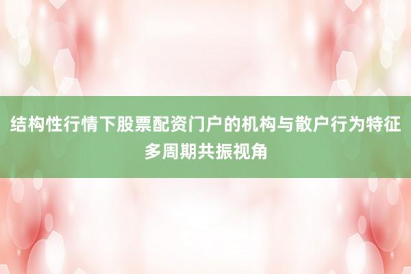结构性行情下股票配资门户的机构与散户行为特征多周期共振视角