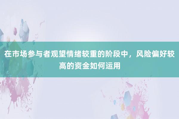 在市场参与者观望情绪较重的阶段中，风险偏好较高的资金如何运用