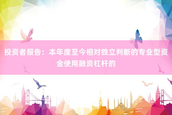 投资者报告：本年度至今相对独立判断的专业型资金使用融资杠杆的