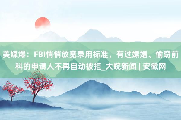 美媒爆：FBI悄悄放宽录用标准，有过嫖娼、偷窃前科的申请人不再自动被拒_大皖新闻 | 安徽网