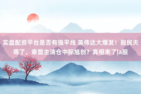 实盘配资平台是否有强平线 英伟达大爆发！股民天塌了，章盟主清仓中际旭创？真相来了|a股