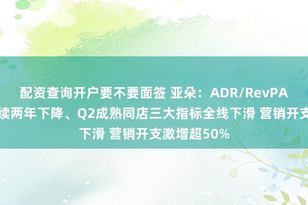 配资查询开户要不要面签 亚朵：ADR/RevPAR/入住率连续两年下降、Q2成熟同店三大指标全线下滑 营销开支激增超50%