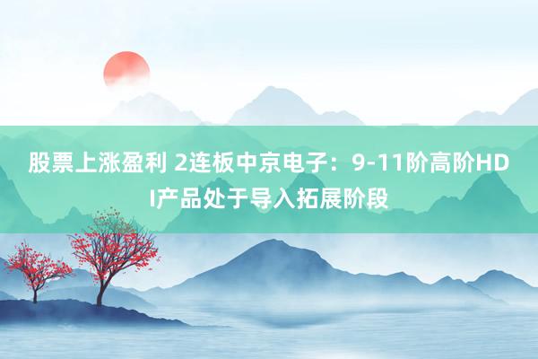 股票上涨盈利 2连板中京电子：9-11阶高阶HDI产品处于导入拓展阶段
