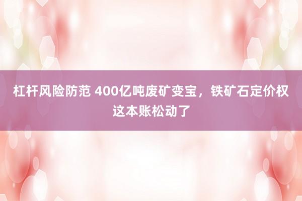 杠杆风险防范 400亿吨废矿变宝，铁矿石定价权这本账松动了