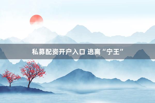 私募配资开户入口 逃离“宁王”