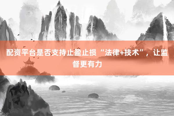 配资平台是否支持止盈止损 “法律+技术”，让监督更有力